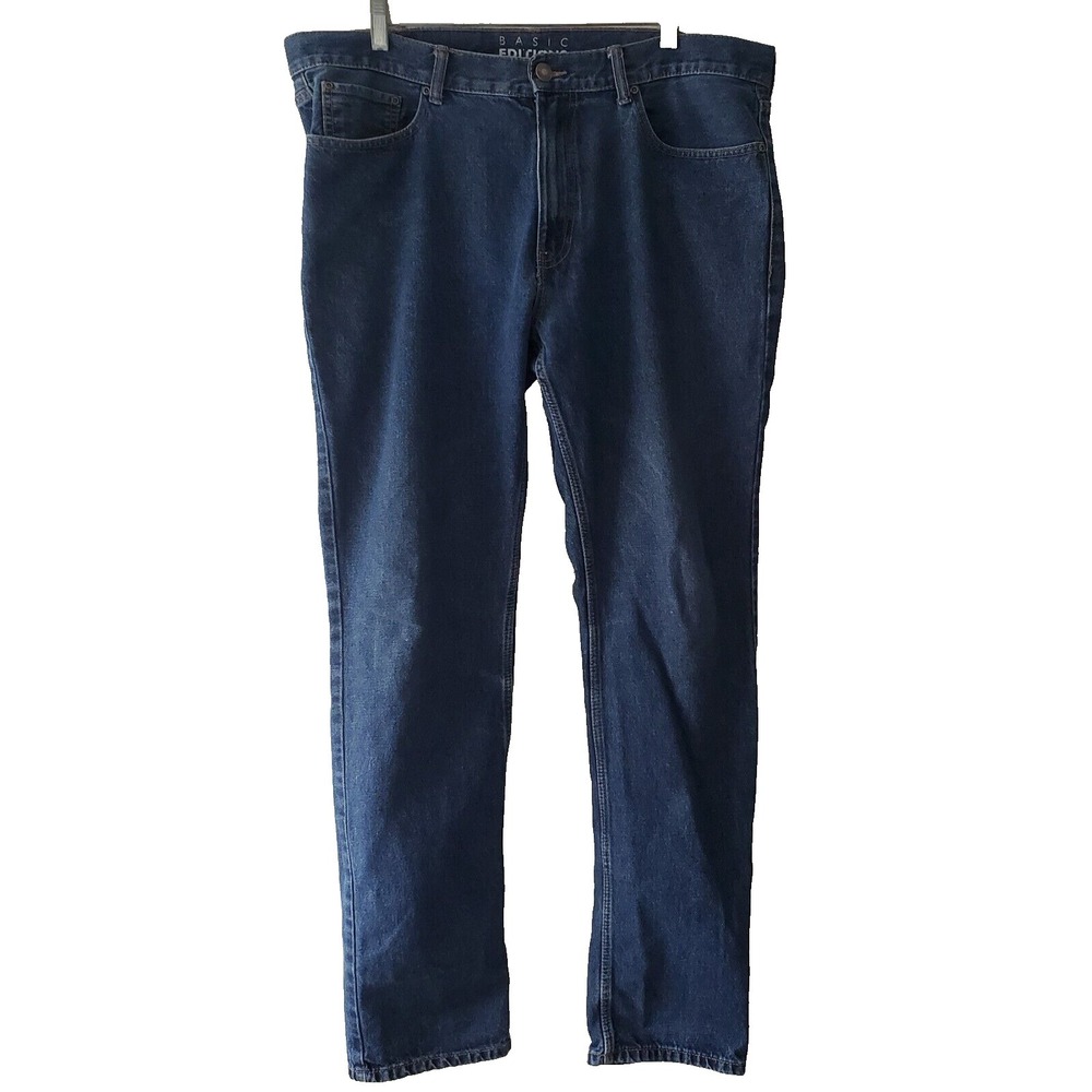 Basic Editions Mens Sz 38x34 Jeans Straight Leg 100% Cotton Medium‎ Wash Classic